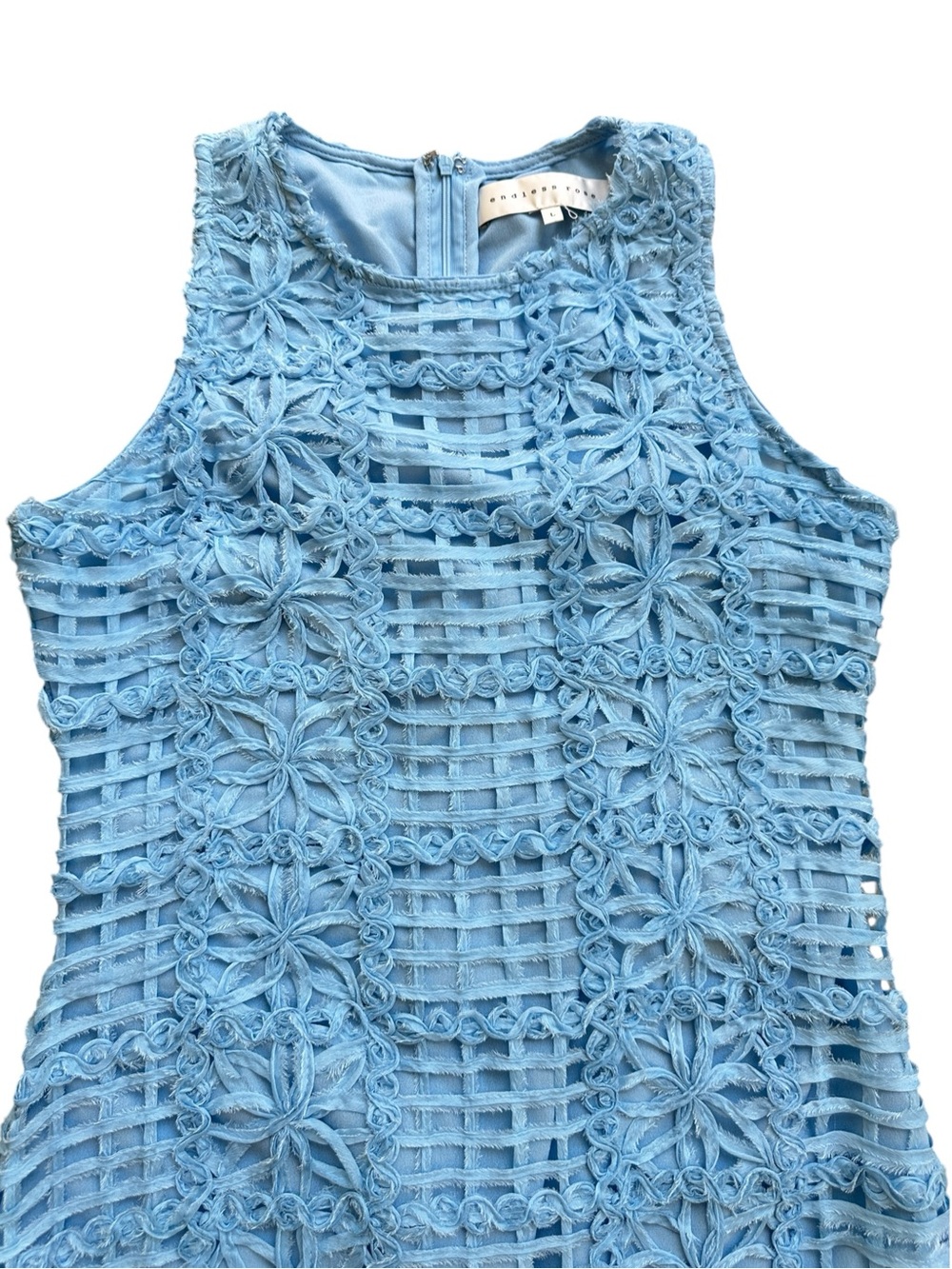 Antropologie Endless Rose Blue Textured Sleeveless Maxi Dress Size L - Picture 8 of 13